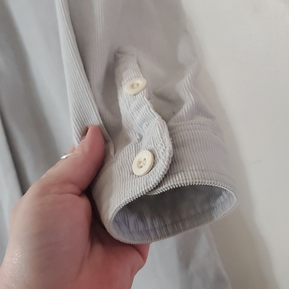 Boden Day Dress Size 4 Petite Light Grey Micro Cordoroy Collared - Picture 3 of 15